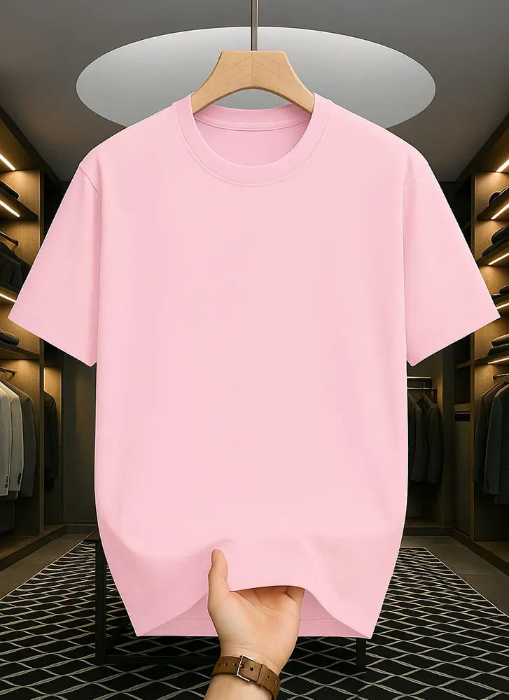 Premium Solid Drop Shoulder T-shirt - Pink