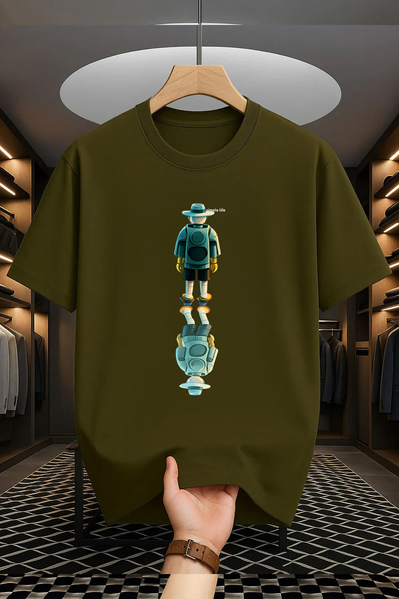 Premium Drop Shoulder T-shirt - Simple Life - Olive