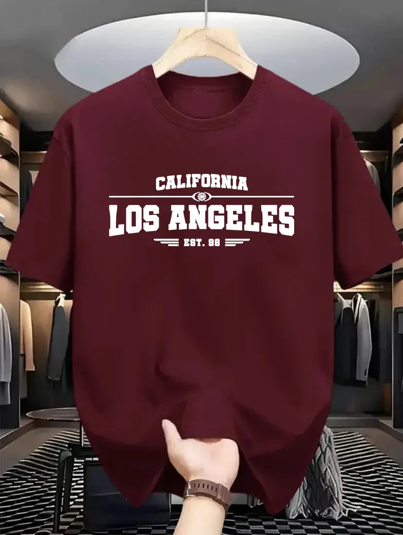 Premium Drop Shoulder T-shirt - Los Angeles - Maroon