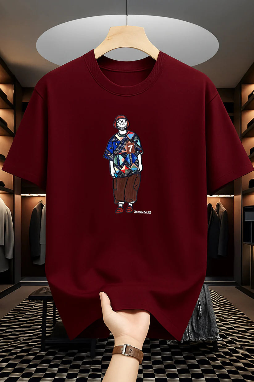 Premium Drop Shoulder T-shirt - Makuta - Maroon