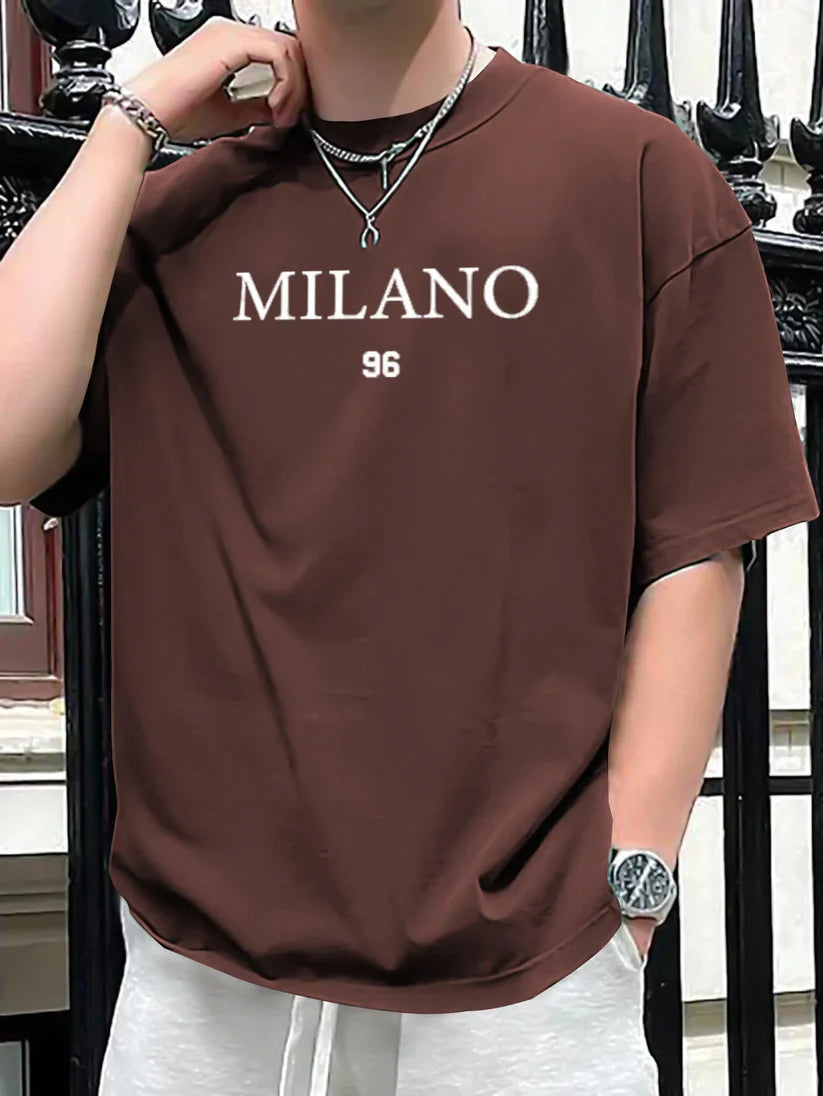 Premium Drop Shoulder T-shirt - Milano 96 - Coffee