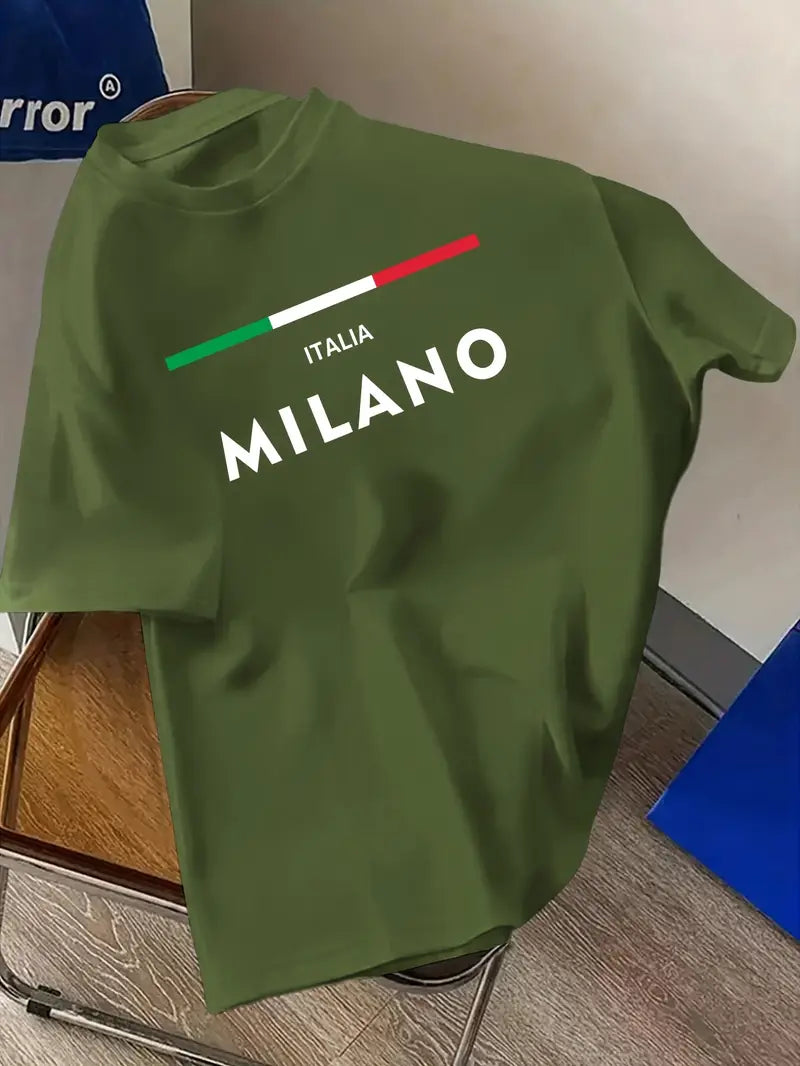Premium Drop Shoulder T-shirt - Milano Stripe - Olive