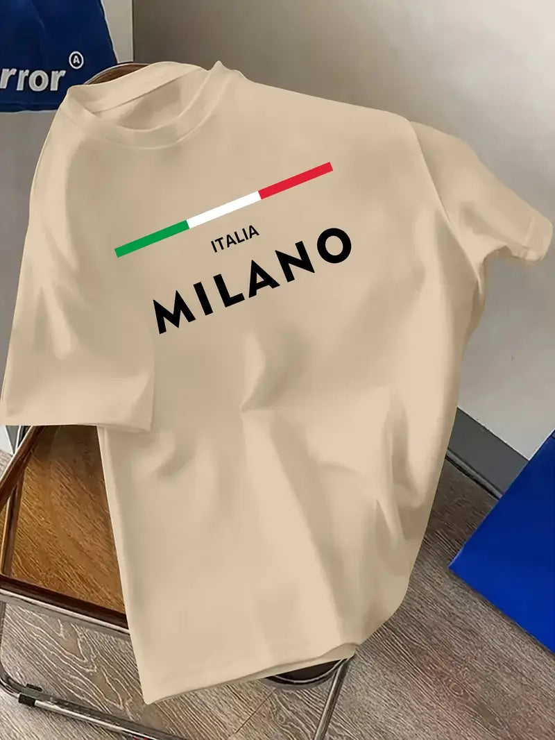 Premium Drop Shoulder T-shirt - Milano Stripe - Beige