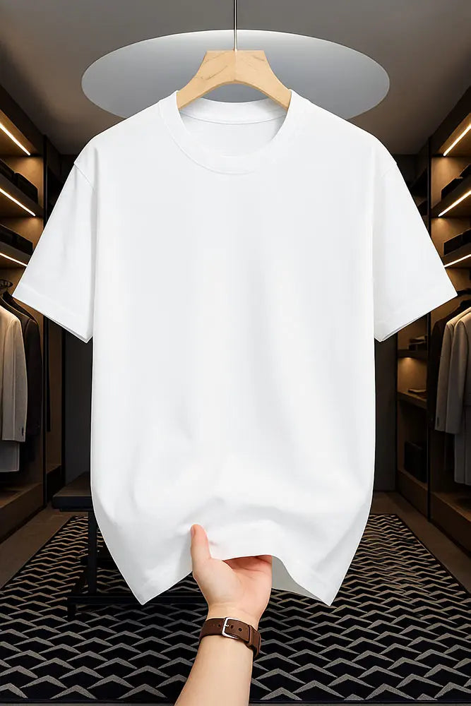 Premium Solid Drop Shoulder T-shirt - White