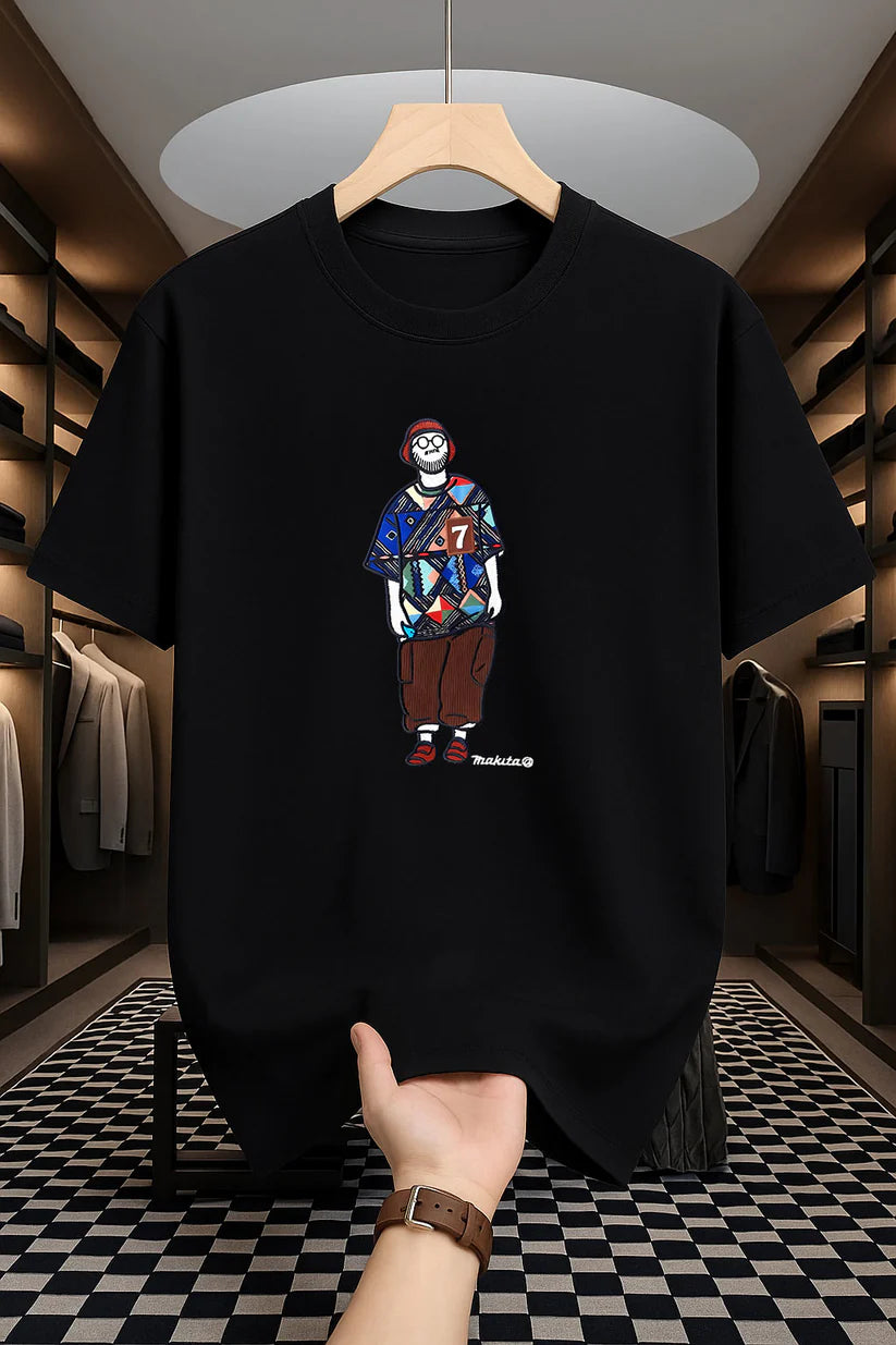 Premium Drop Shoulder T-shirt - Makuta - Black