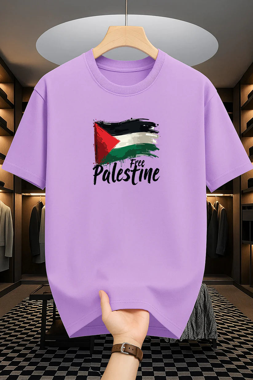 Premium Drop Shoulder T-shirt - Free Palestine - Lavender
