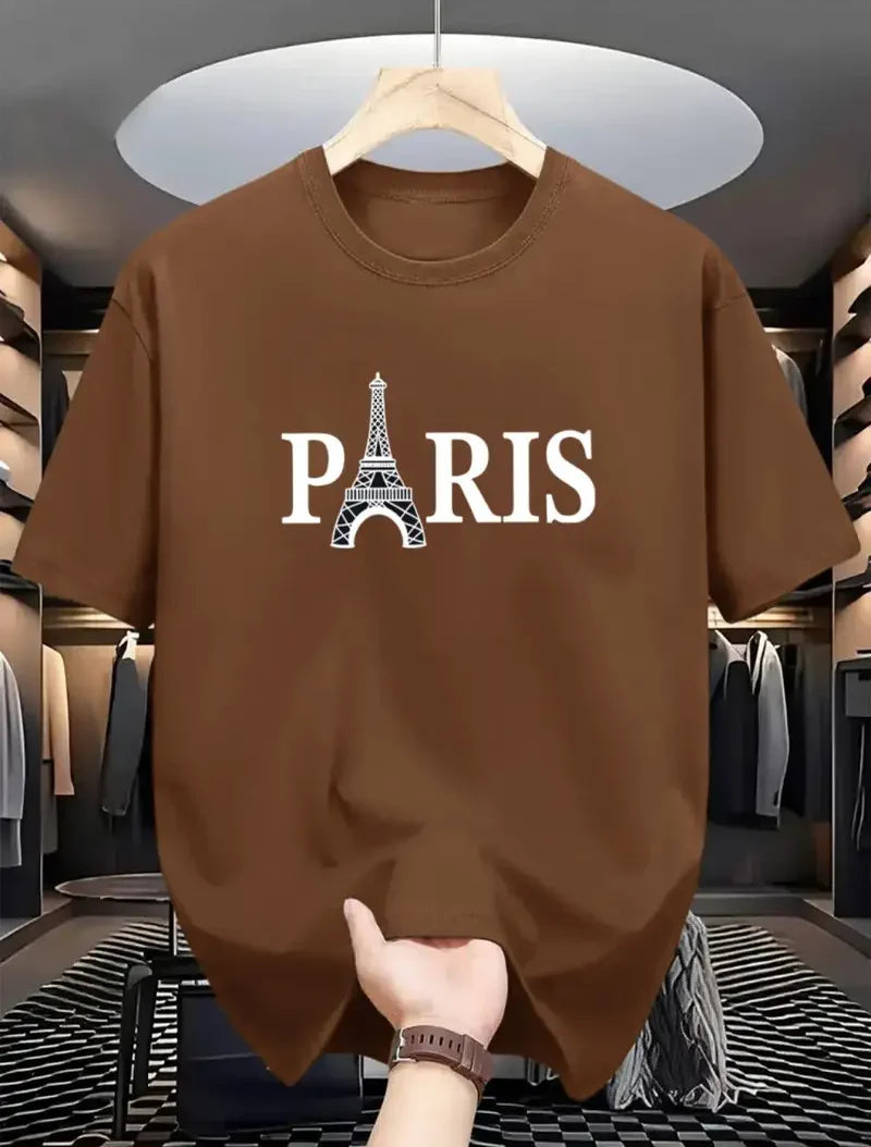 Premium Drop Shoulder T-shirt - Eiffel Tower Paris - Coffee