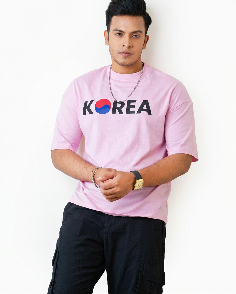 Premium Drop Shoulder T-shirt - Korea - Pink