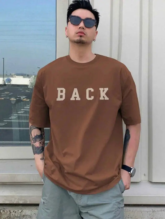 Premium Drop Shoulder T-shirt - Back - Coffee