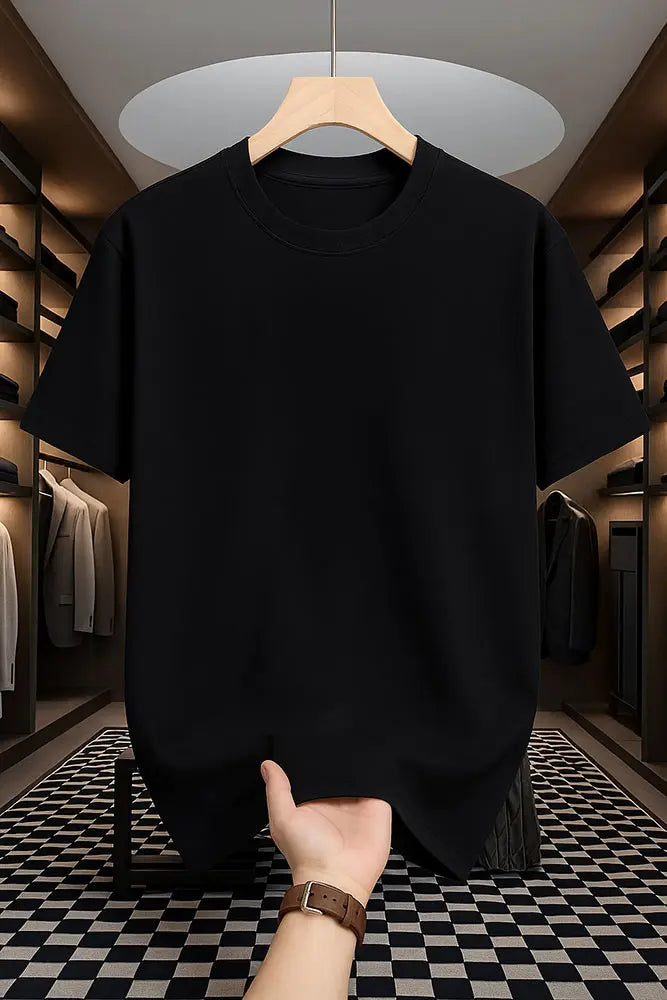 Premium Solid Drop Shoulder T-shirt - Black