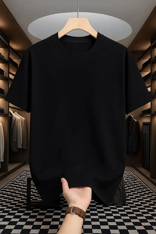 Premium Solid Drop Shoulder T-shirt - Black