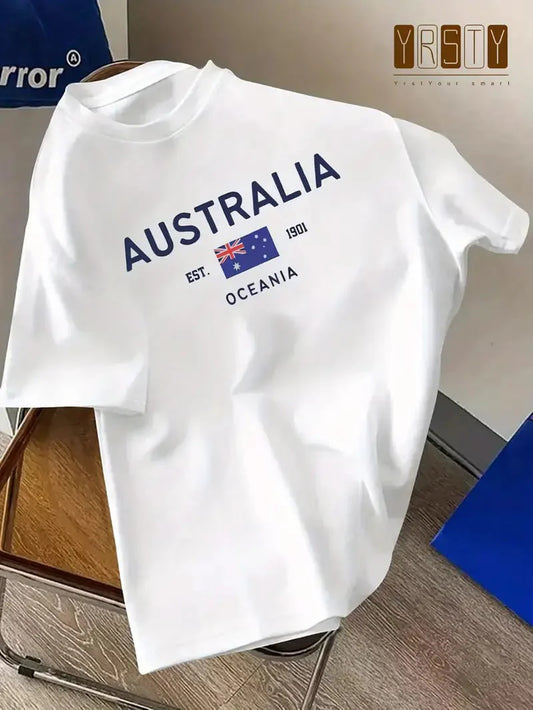Premium Drop Shoulder T-shirt - Australia - White