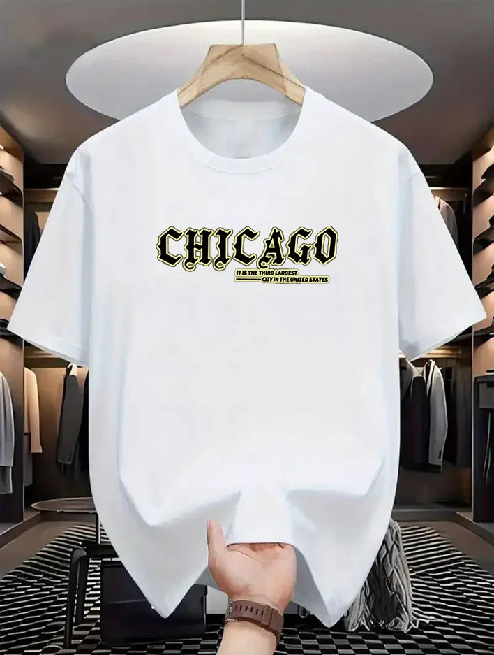 Premium Drop Shoulder T-shirt - Chicago - White