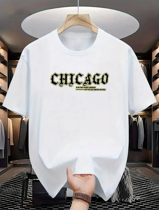Premium Drop Shoulder T-shirt - Chicago - White