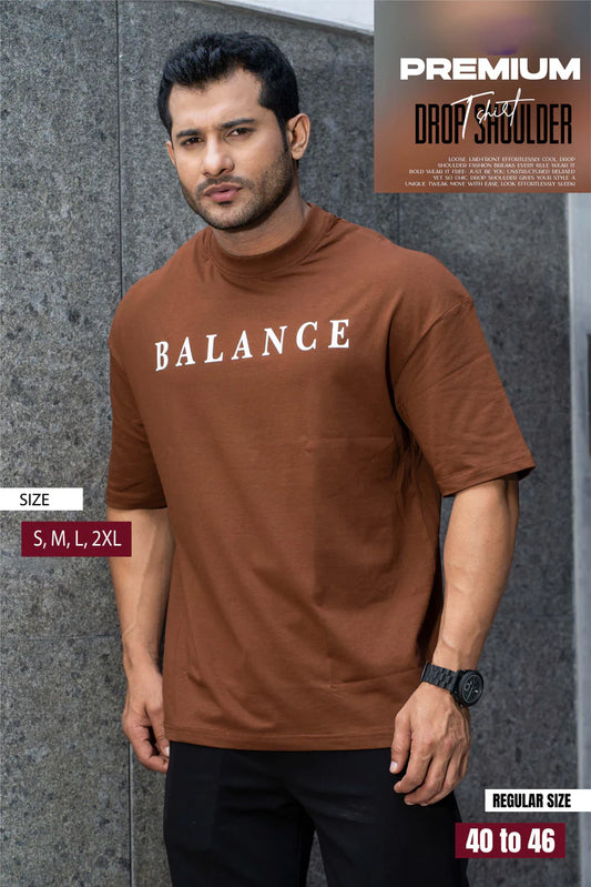 Premium Drop Shoulder T-shirt - Balance - Coffee