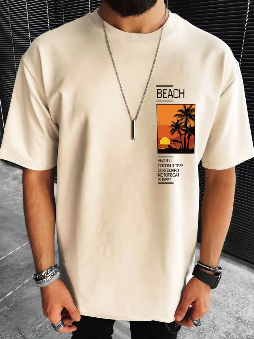 Premium Drop Shoulder T-shirt - Beach - Beige