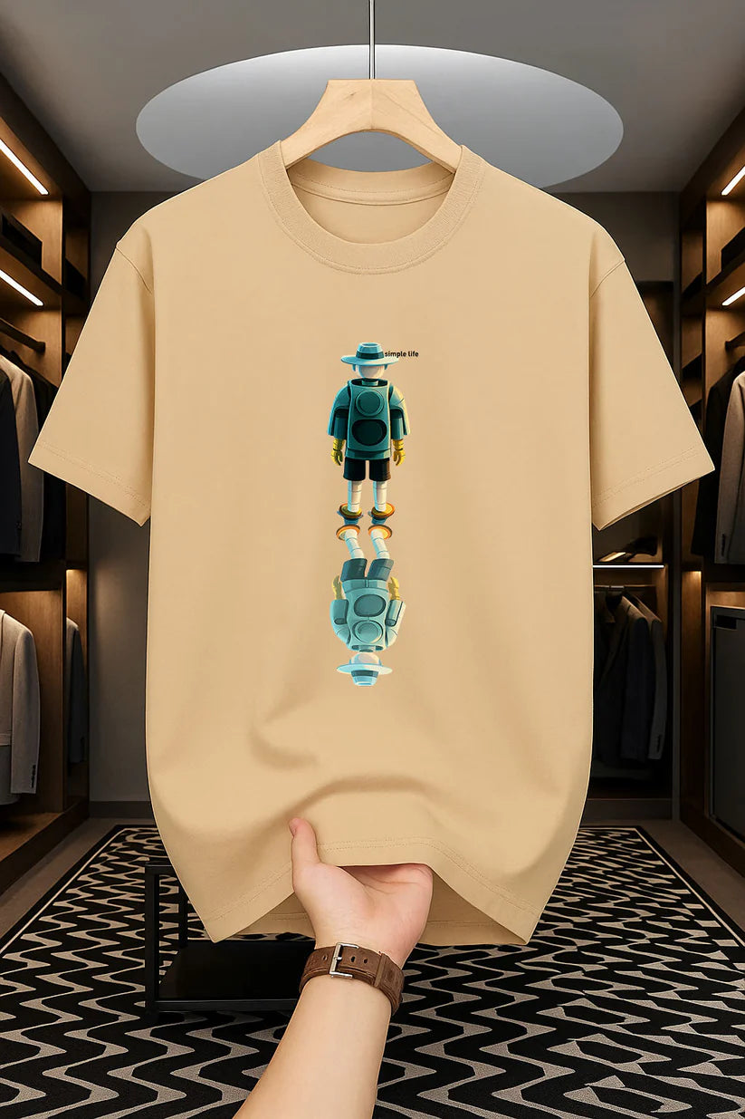 Premium Drop Shoulder T-shirt - Simple Life - Beige