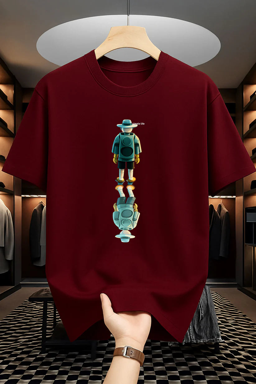Premium Drop Shoulder T-shirt - Simple Life - Maroon