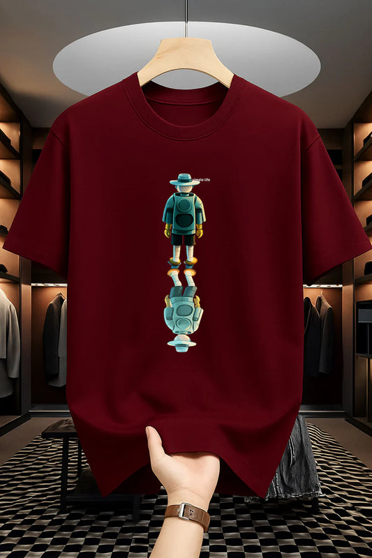 Premium Drop Shoulder T-shirt - Simple Life - Maroon