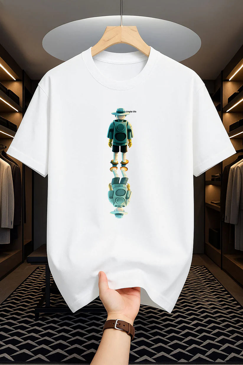 Premium Drop Shoulder T-shirt - Simple Life - White