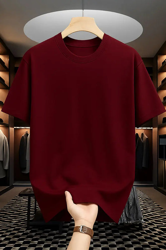 Premium Solid Drop Shoulder T-shirt - Maroon