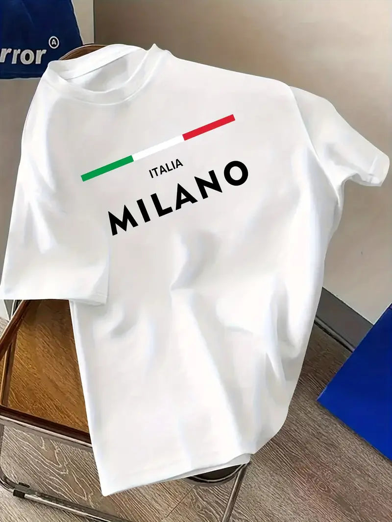 Premium Drop Shoulder T-shirt - Milano Stripe - White