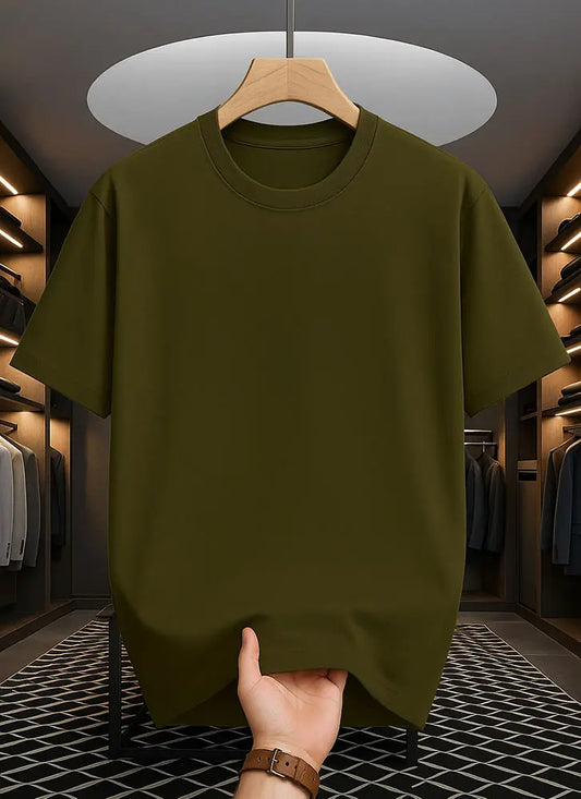 Premium Solid Drop Shoulder T-shirt - Olive