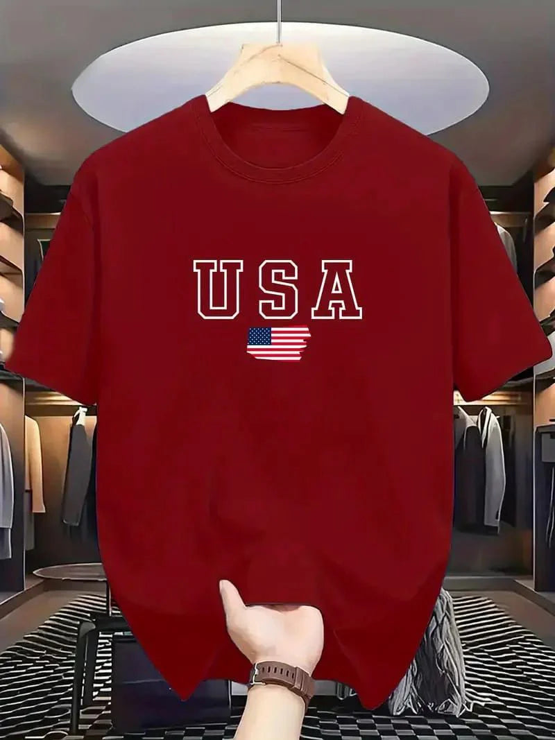 Premium Drop Shoulder T-shirt - USA - Maroon