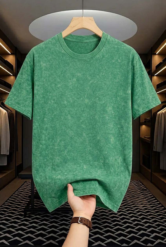 Premium Acid Wash Drop Shoulder T-shirt - Green