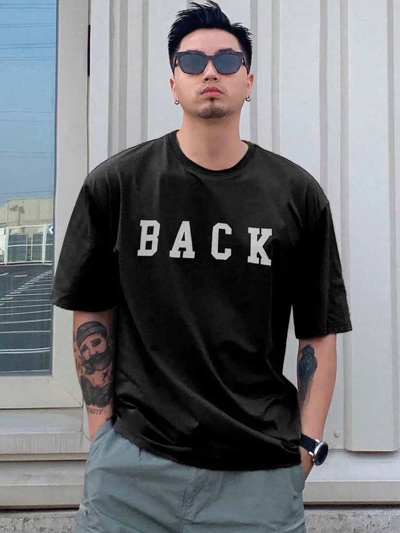 Premium Drop Shoulder T-shirt - Back - Black