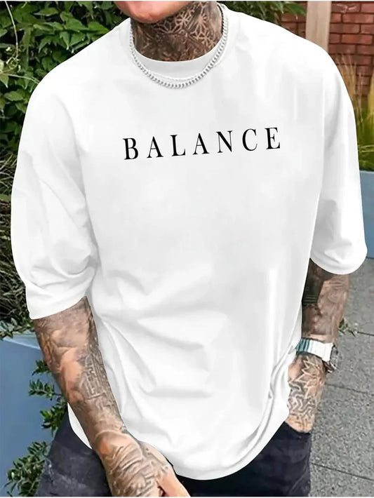 Premium Drop Shoulder T-shirt - Balance- White