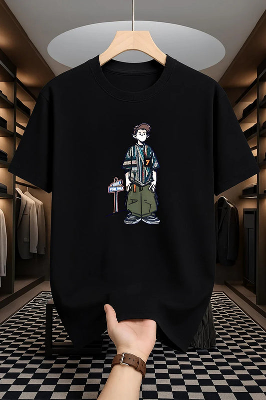 Premium Drop Shoulder T-shirt - Cartoon - Black