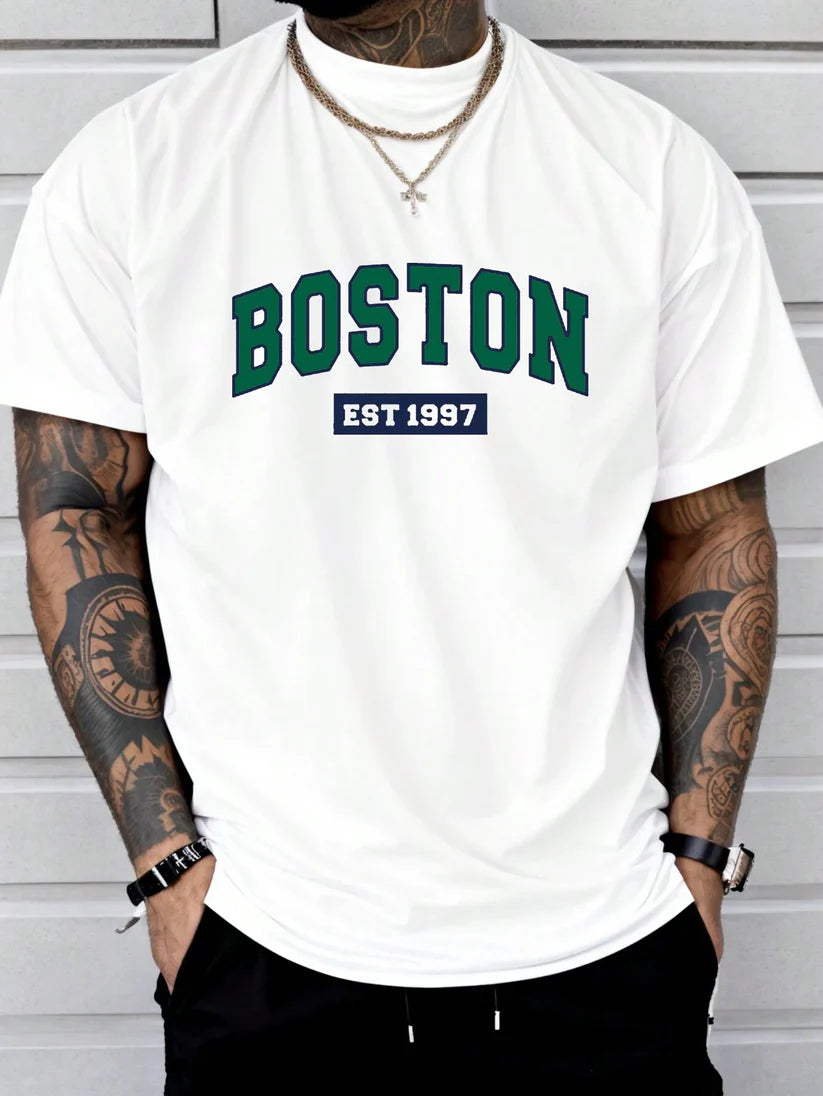Premium Drop Shoulder T-shirt - Boston - White