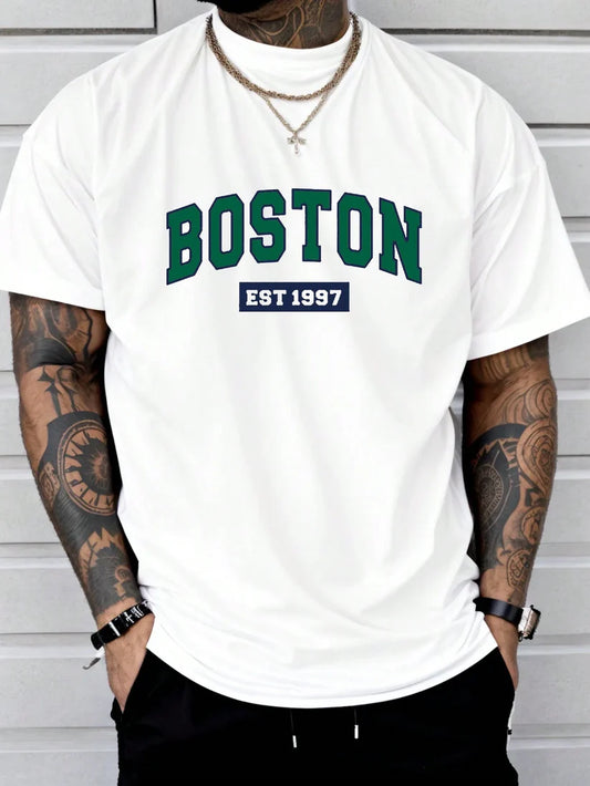 Premium Drop Shoulder T-shirt - Boston - White