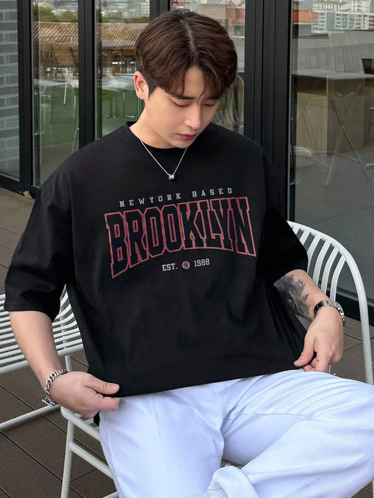 Premium Drop Shoulder T-shirt - Brooklyn Design - Black
