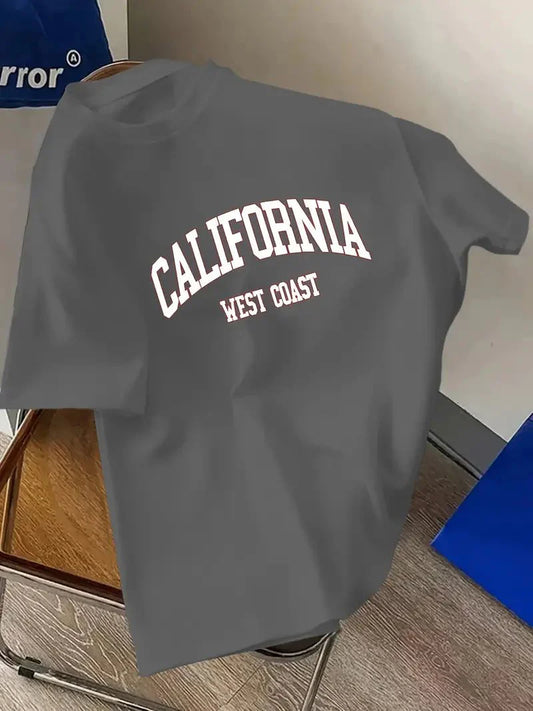Premium Drop Shoulder T-shirt - California - Silver