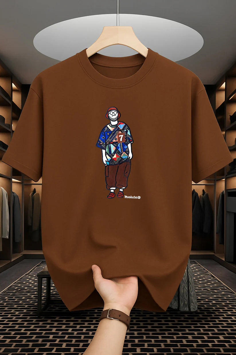 Premium Drop Shoulder T-shirt - Makuta - Coffee