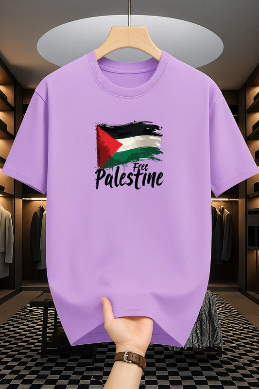 Premium Drop Shoulder T-shirt - Free Palestine - Lavender