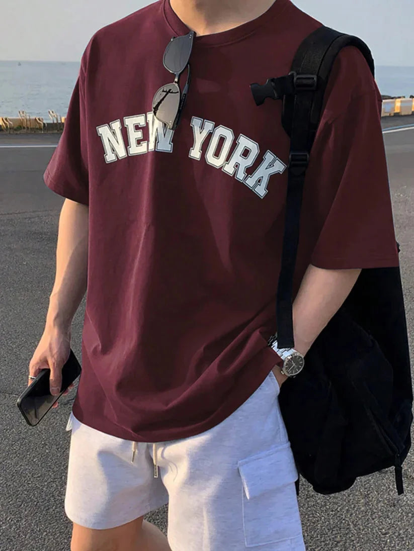 Premium Drop Shoulder T-shirt - Newyork - Maroon