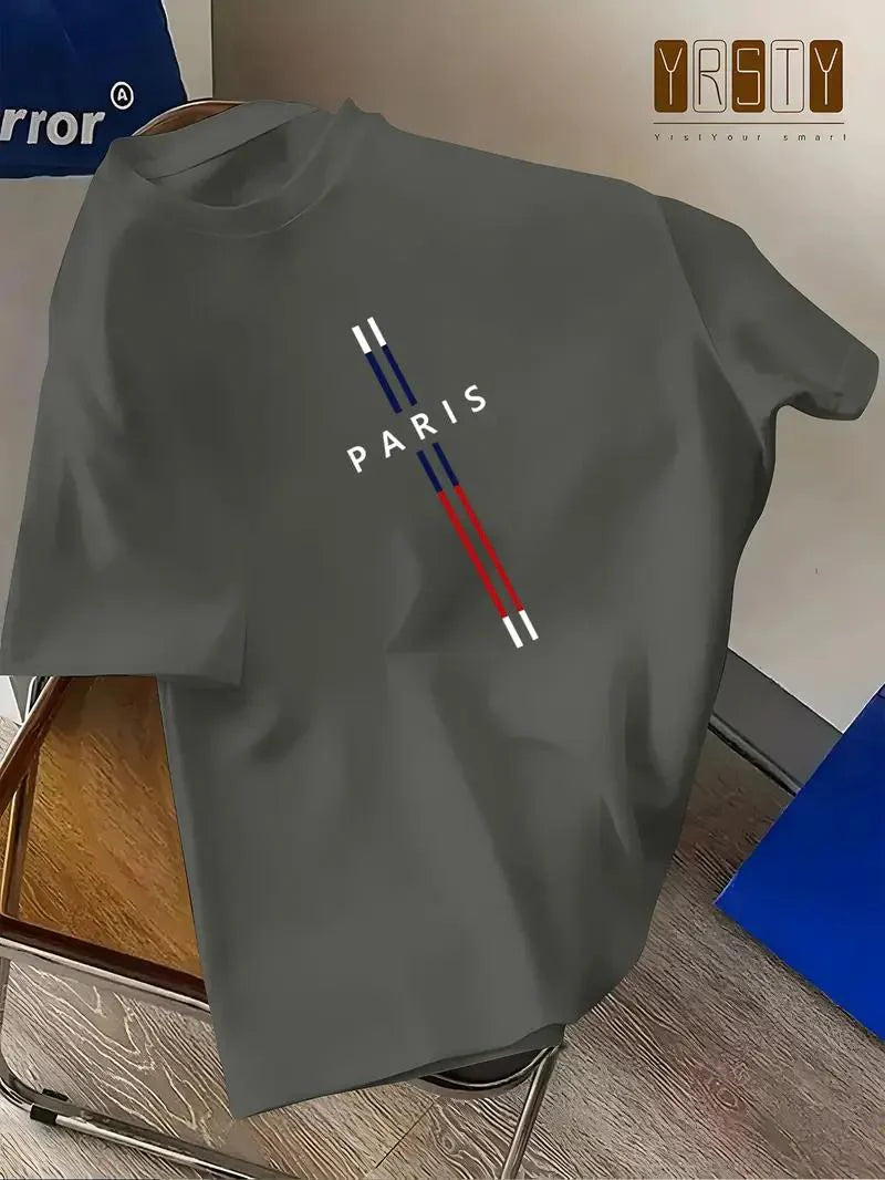 Premium Drop Shoulder T-shirt - Paris - Silver