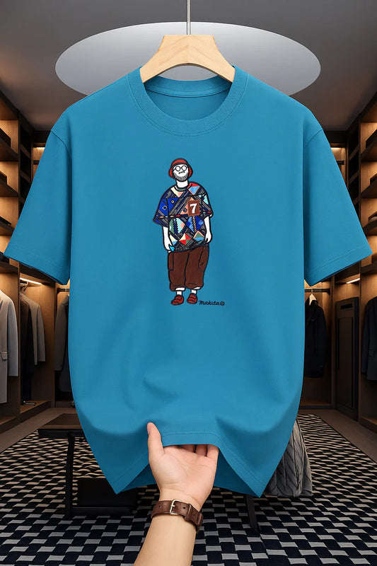 Premium Drop Shoulder T-shirt - Makuta - Petrol Blue