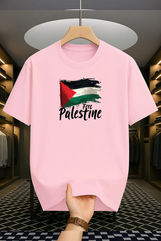 Premium Drop Shoulder T-shirt - Free Palestine - Pink