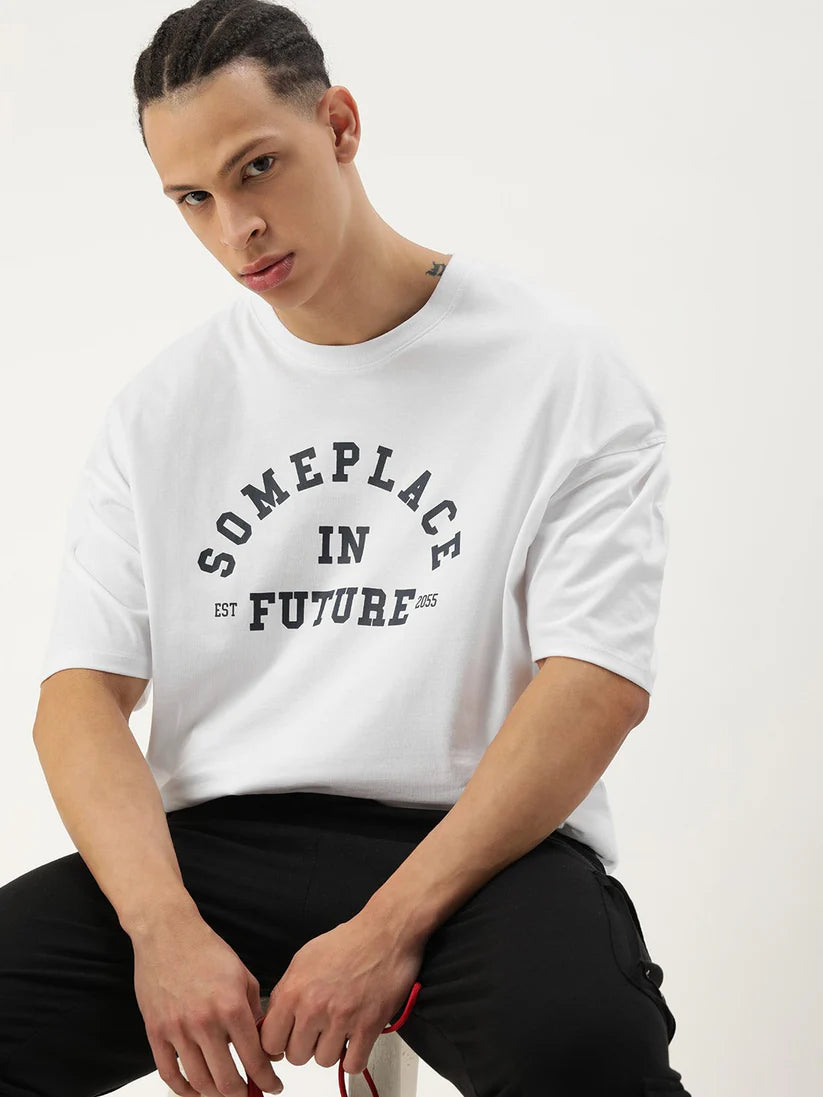 Premium Drop Shoulder T-shirt - Someplace - White
