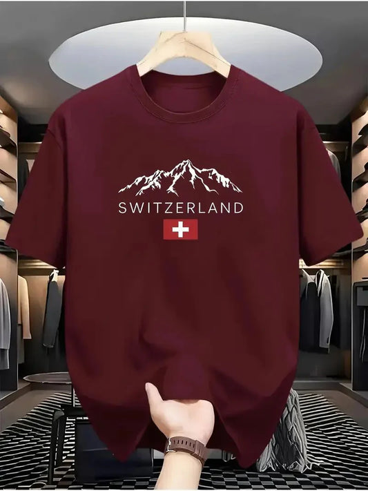 Premium Drop Shoulder T-shirt - Switzerland - Maroon