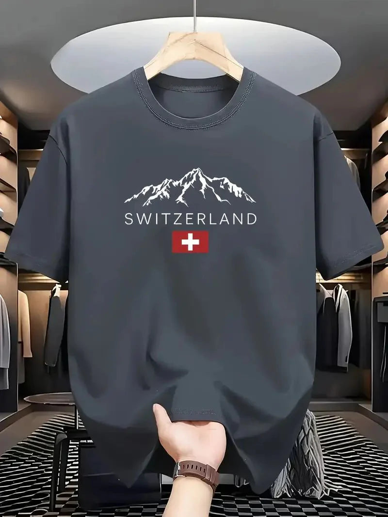 Premium Drop Shoulder T-shirt - Switzerland - Silver