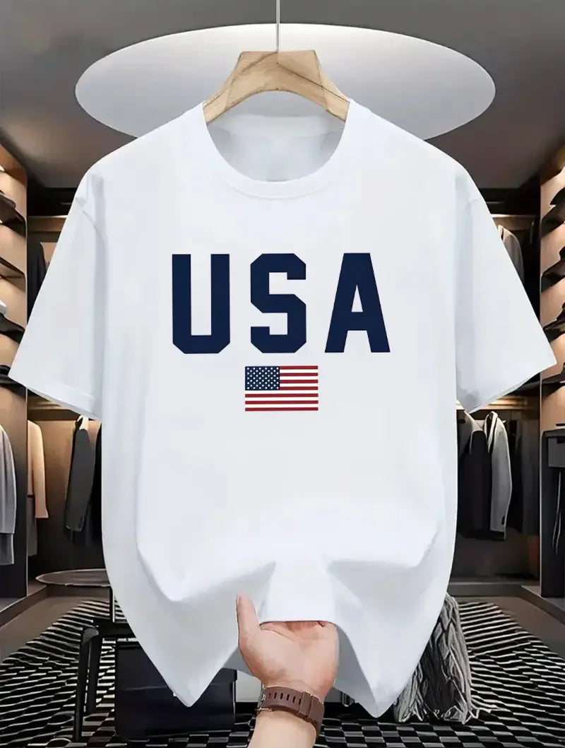 Premium Drop Shoulder T-shirt - USA - White