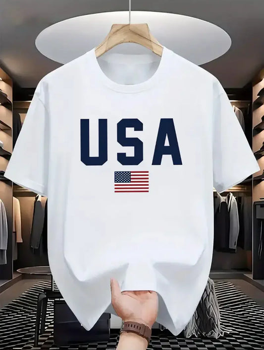 Premium Drop Shoulder T-shirt - USA - White