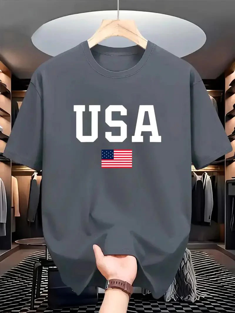 Premium Drop Shoulder T-shirt - USA - Silver