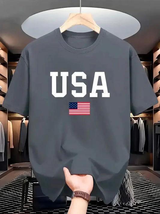 Premium Drop Shoulder T-shirt - USA - Silver