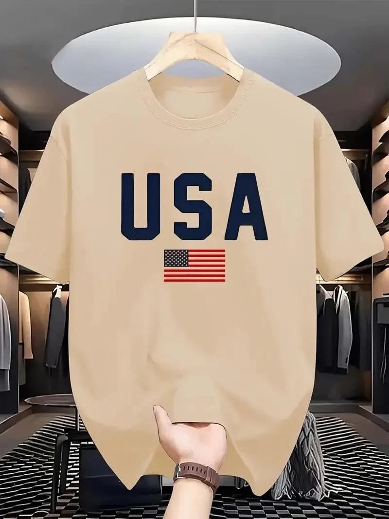 Premium Drop Shoulder T-shirt - USA - Beige